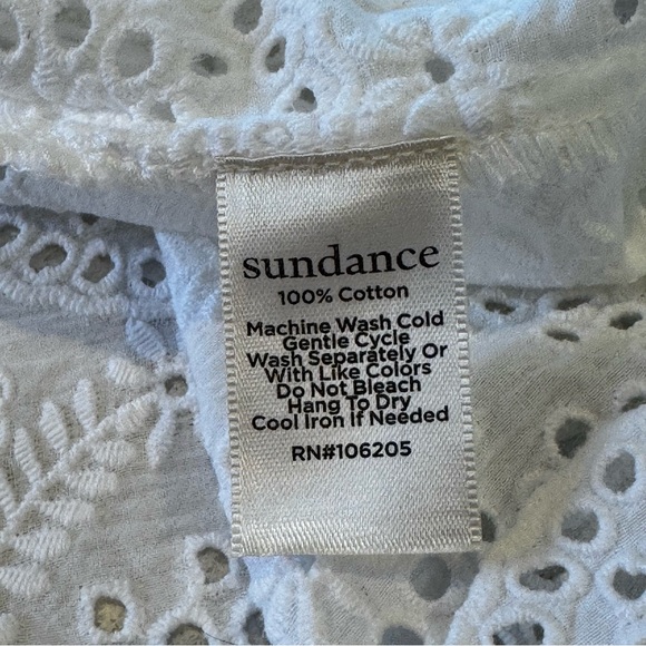 Sundance Art of Eyelet 100% Cotton Top XL Boho Prairie Coastal Lace Peplum NWOT - Picture 11 of 13